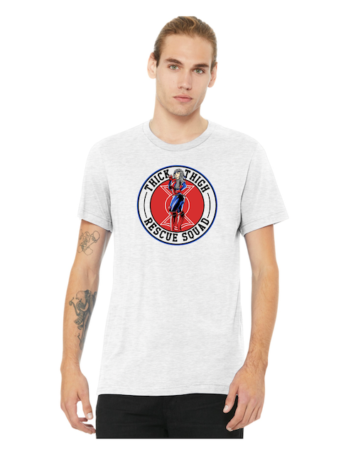    Thick Thigh Rescue Squad Tee in Light Grey